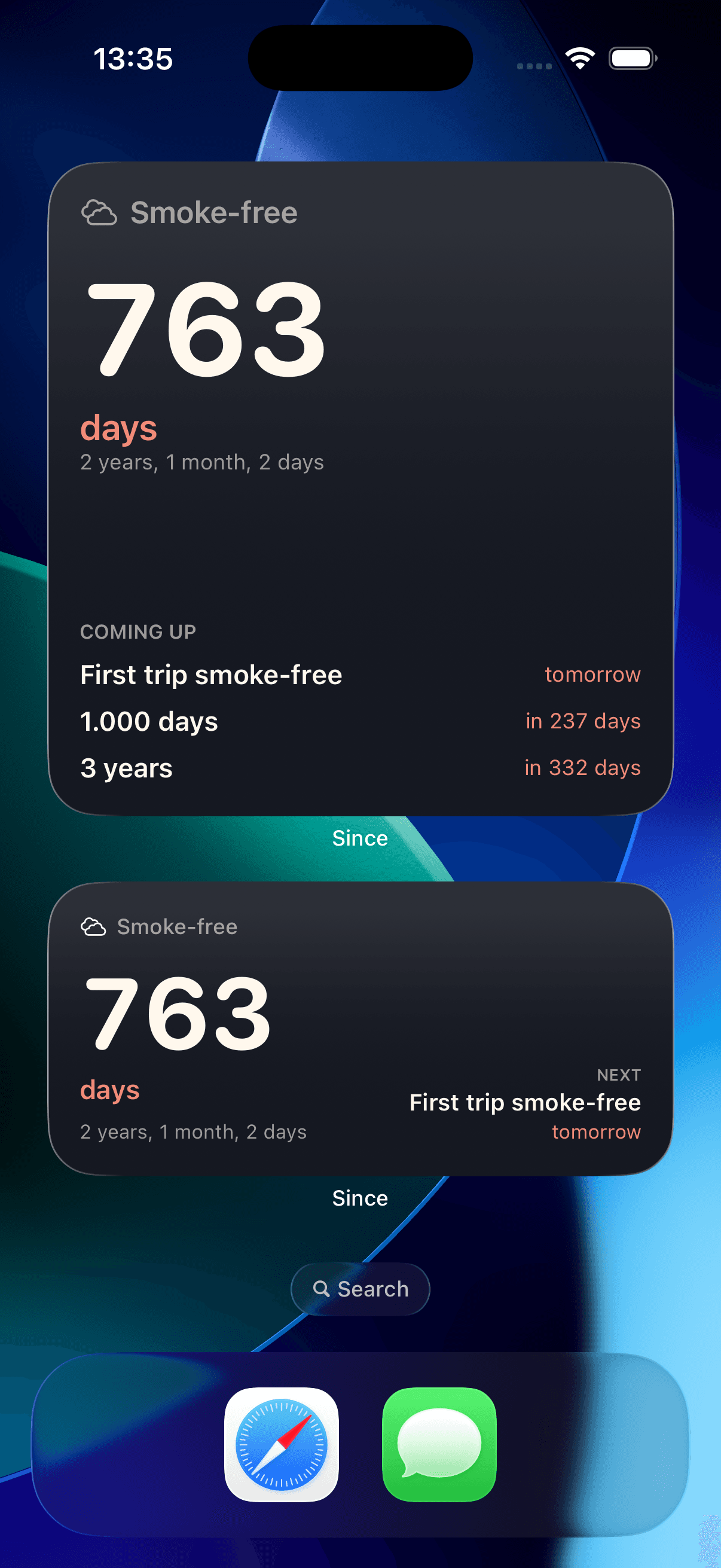 Since counters displayed as iPhone Home Screen widgets